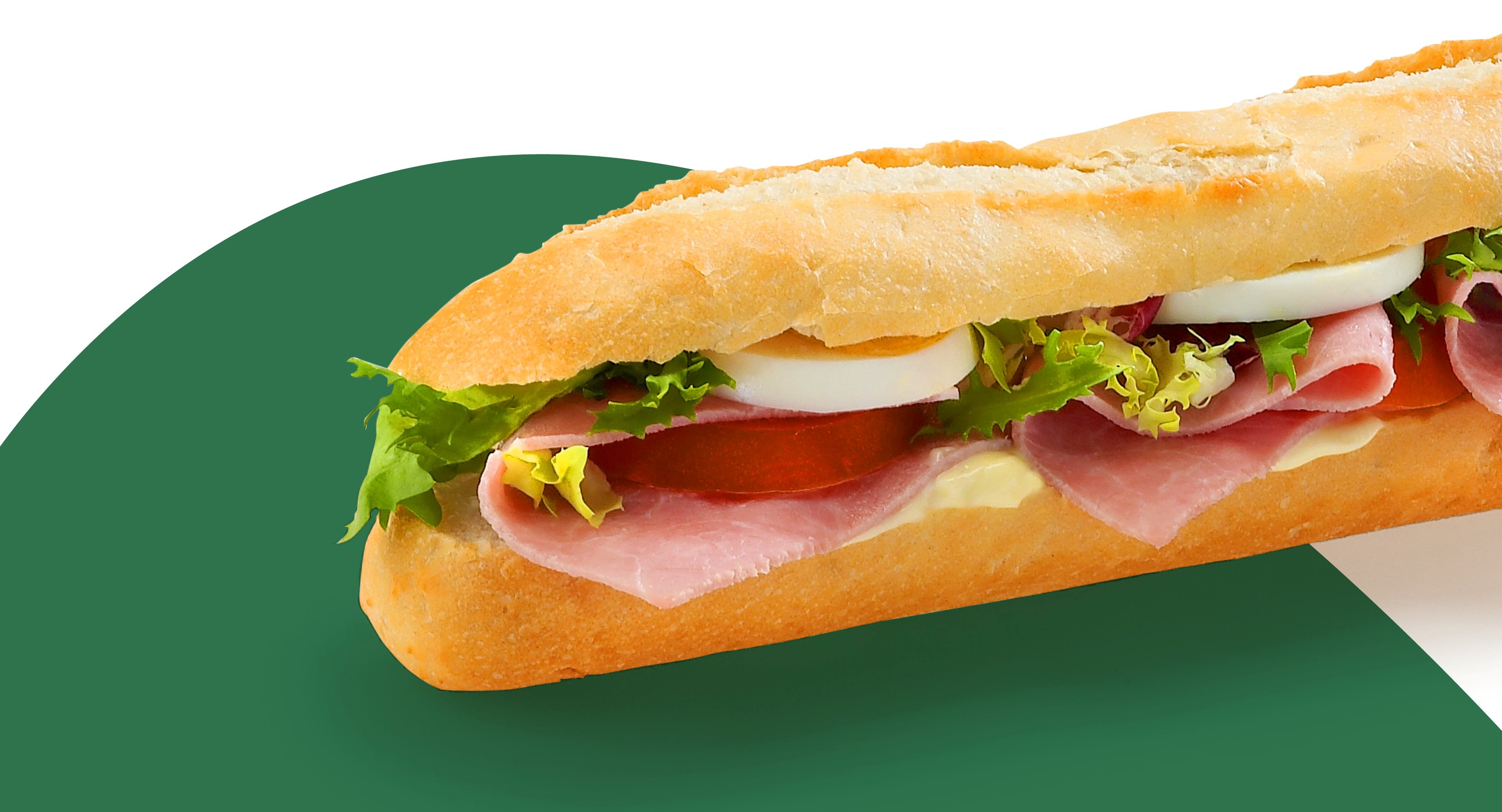 Sandwich jambon (blanc, multigrains, baguette rustique, large)